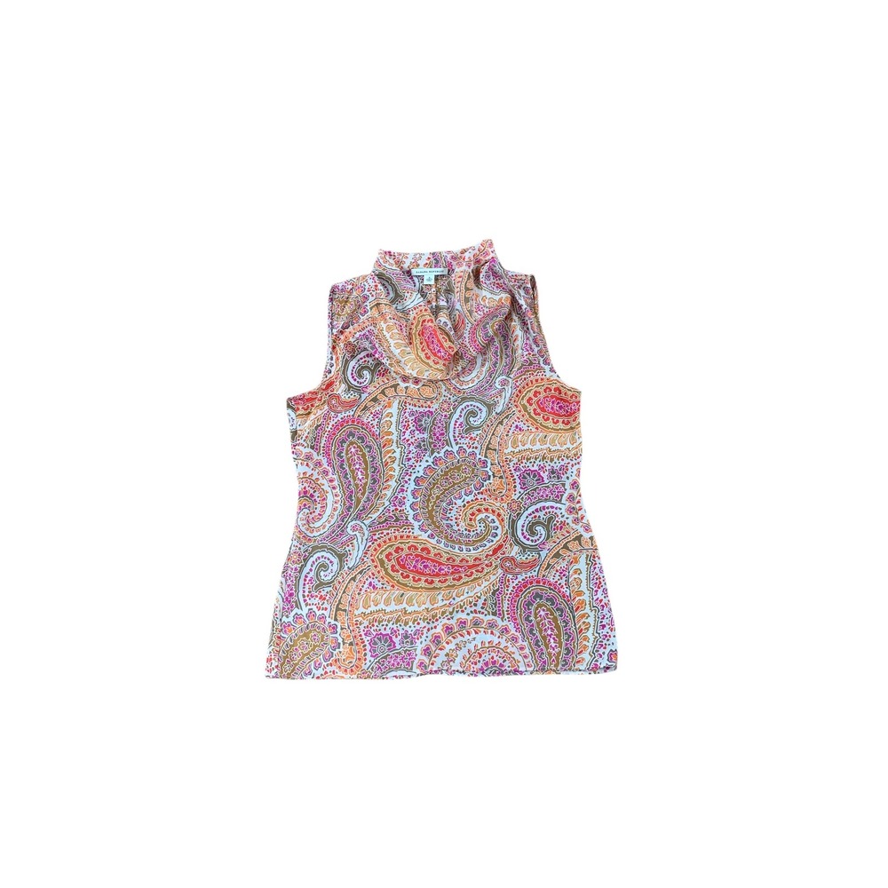 Banana Republic Women's Sleeveless Paisley Print Cowl Neck Blouse Top‎ Size S